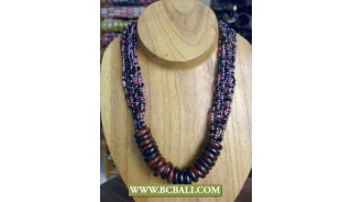 Fashion Beaded coloring Necklace with Rings Wooden